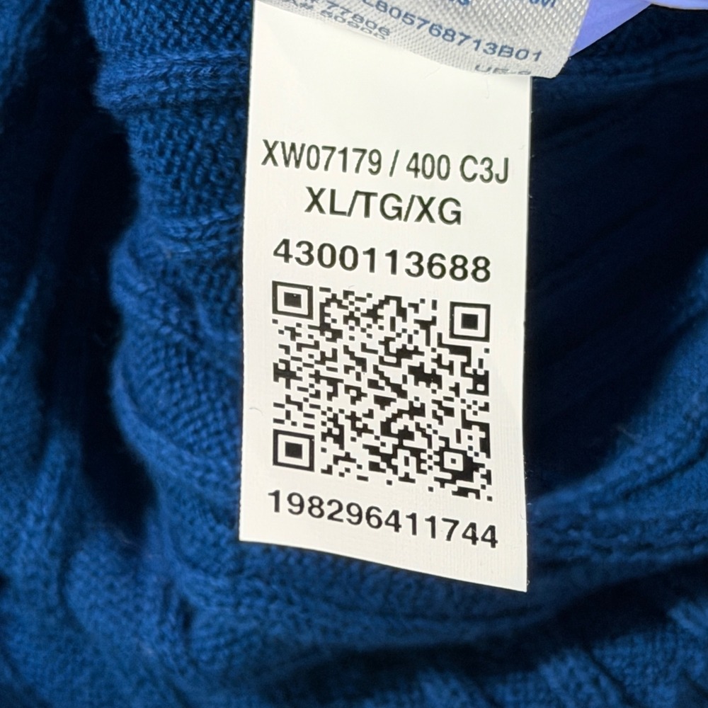 Tommy Hilfiger Cable Knit Sweater Women XL Blue XW07179 400 C3J Cotton Crewneck - Picture 6 of 9